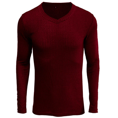 Herren Langarmshirt V-Ausschnitt Modern Elegant