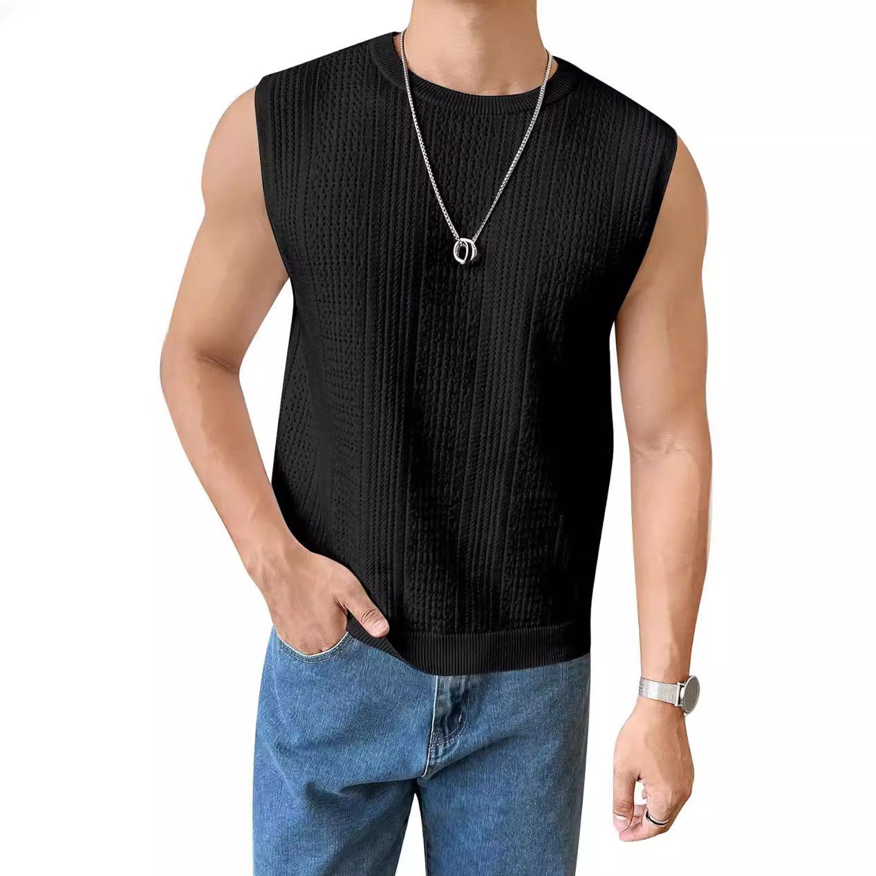 Herren Strickpullover Luftig Lochmuster Modern