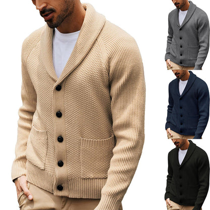 Herren Strickjacke Strukturiert Schalkragen Modern