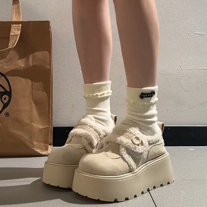 Damen Sneaker Plüschgefüttert Warm mit Klettverschluss - BerlinGlamour