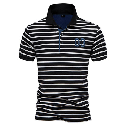 Herren Polo-Shirt Streifenmuster Bequem Modern