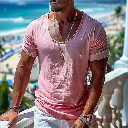 Herren T-Shirt V-Ausschnitt Leicht Atmungsaktiv - BerlinGlamour