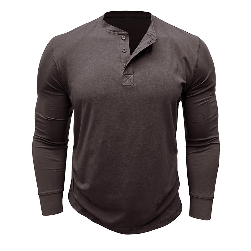 Herren Langarmshirt Knopfleiste Modern Stadtstil