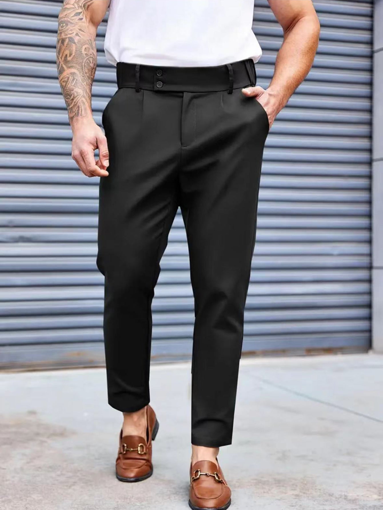 Herren Chino Hose Elegant Elastisch Klassisch