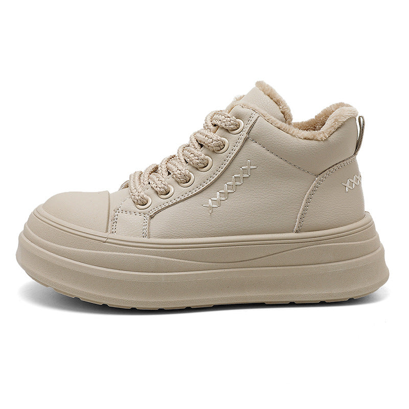 Damen Sneaker High-Top Flauschig Robust Schuhe Modisch