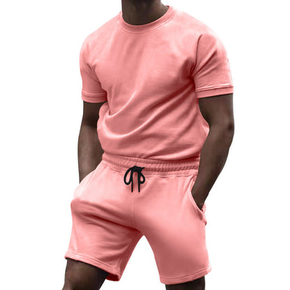 Herren Sportanzug Kurzarm Oberteil Bequeme Laufshorts