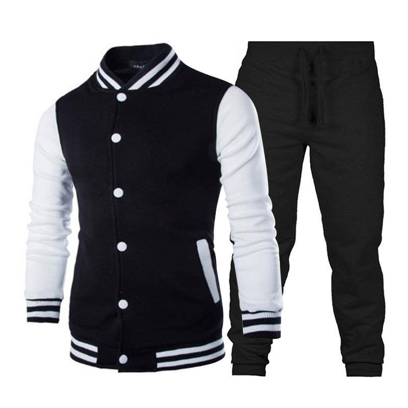 Herren Sportanzug Varsity Style Kontrast Ärmel Elastisch