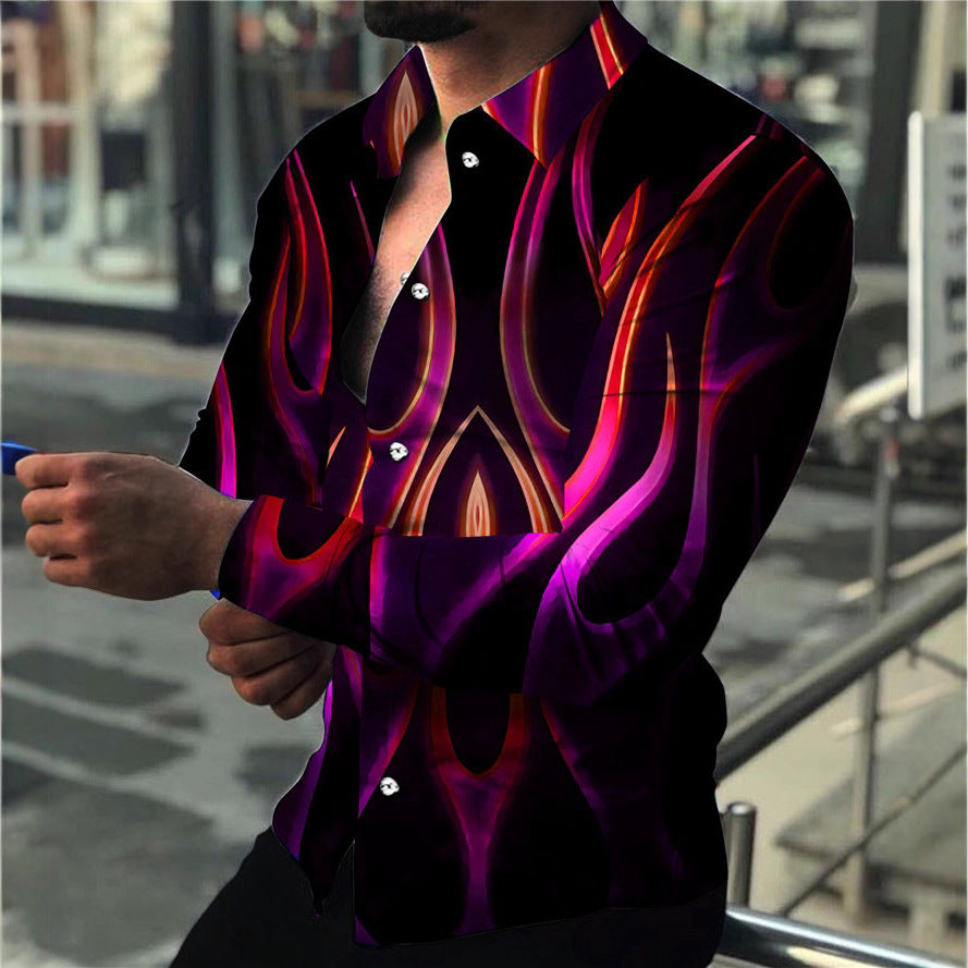 Herren Langarmhemd Modern Neon Muster Slim Fit