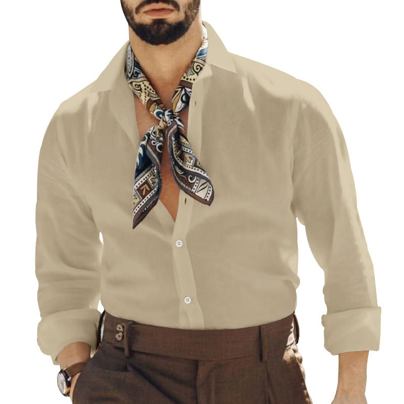 Herren Langarmhemd Elegant Mit Halstuch Modern