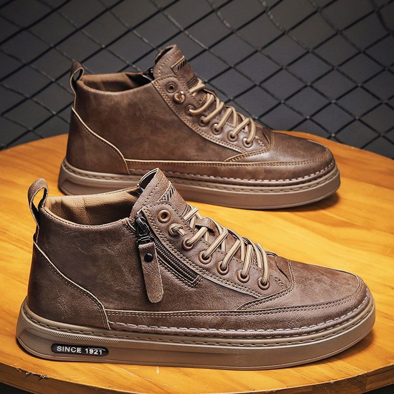 Damen Sneaker High-Top robust mit Reißverschluss Schwarz