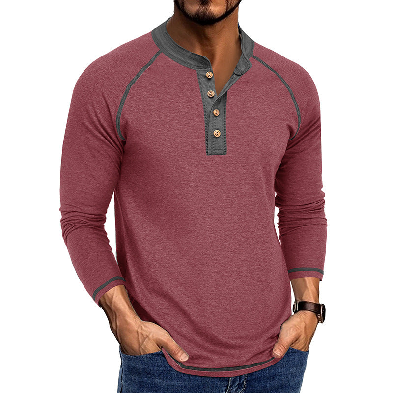 Herren Langarmshirt Modern mit Knopf Detail Elegant