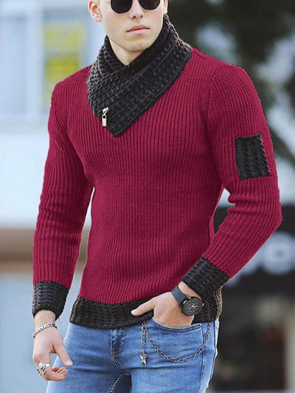 Herren Pullover Strukturiert Moderner Stehkragen