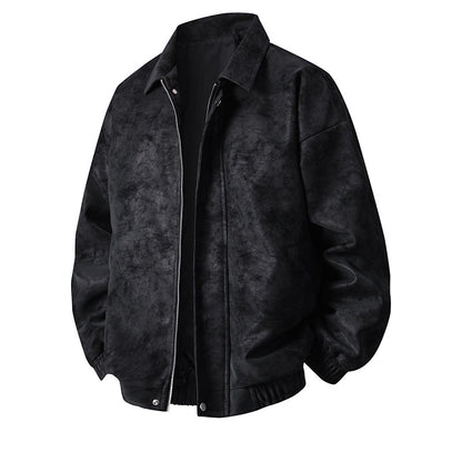 Männer Lederjacke Bomber Modern Lässig Schnitt