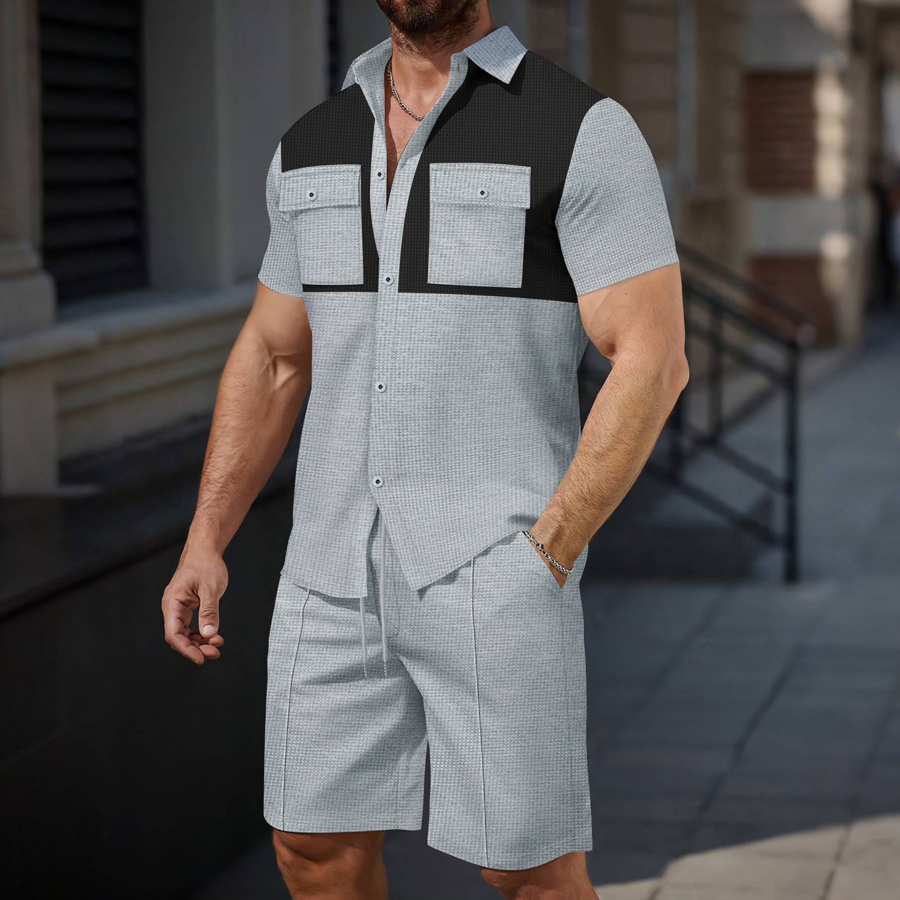 Herren Hemd Mit Brusttasche Modern Kontrast Farben - BerlinGlamour