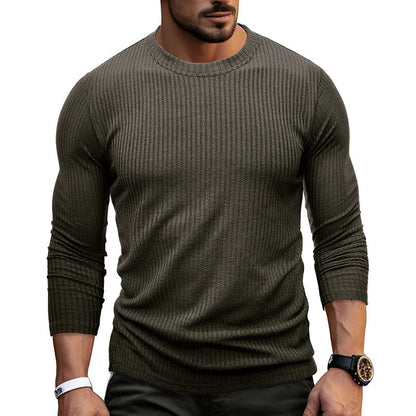 Herren Longsleeve Elastisch Ripp-Oberteil Modern
