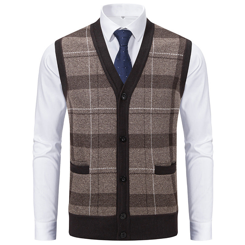 Herren Strickjacke Modern Karomuster Elegante Schale