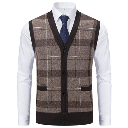 Herren Strickjacke Modern Karomuster Elegante Schale