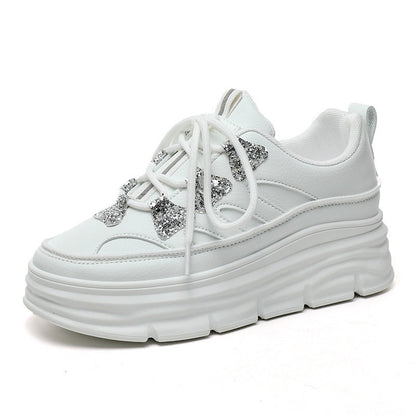 Damen Sneaker Sportlich Glitzer Chunky Schuhe
