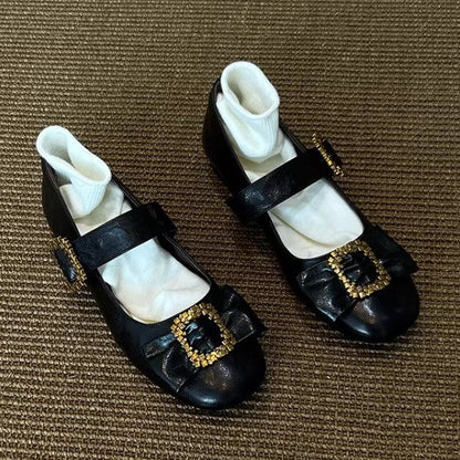Damen Ballerinas mit Glitzerschnalle und weichem Innenfutter - BerlinGlamour