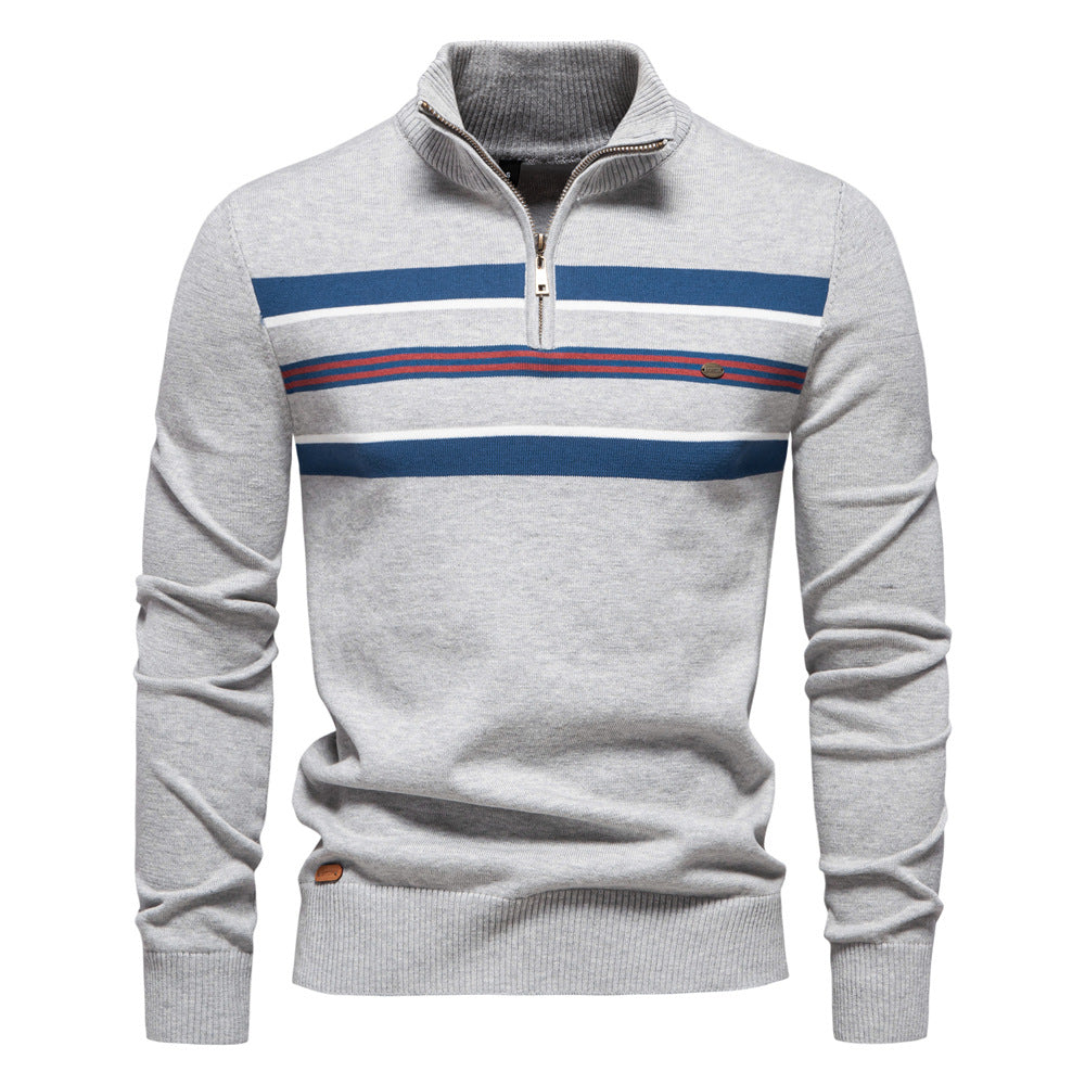 Herren Strickpullover Halbzipper Modern Streifen Design