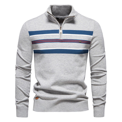 Herren Strickpullover Halbzipper Modern Streifen Design