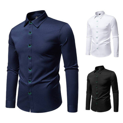 Herren Langarmhemd Elegant Modern mit Details