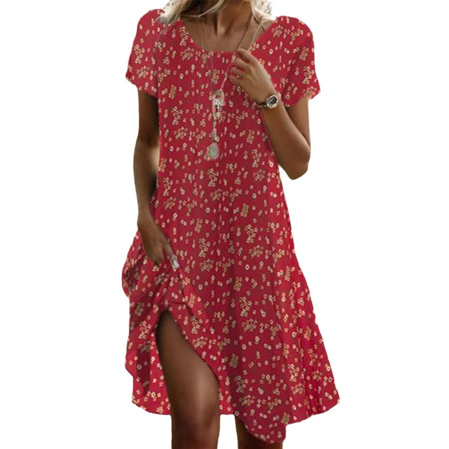 Damen Kleid Asymmetrisch mit Taschen Casual Chic