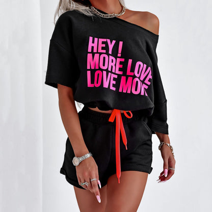 Damen Loungewear Set mit Grafikdruck Elastisch Modern