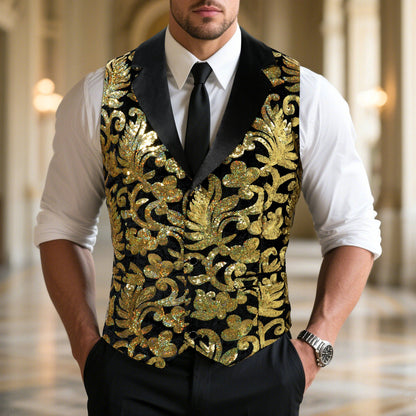Herren Weste Elegant Festlich Blumenmuster - BerlinGlamour