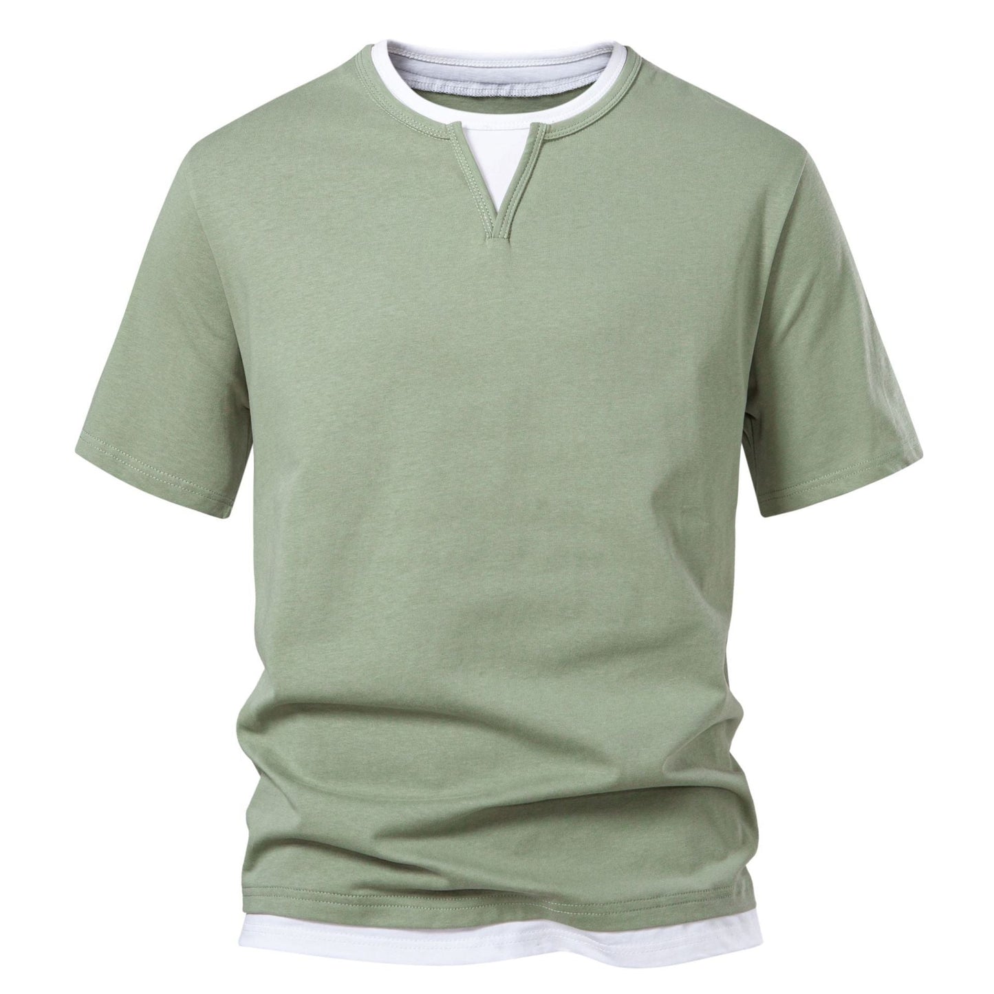 Herren Kurzarmshirt Modern Stehkragen Slim Fit