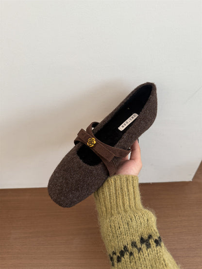 Damen Hausschuhe Weich Filz mit Riemchen Winter