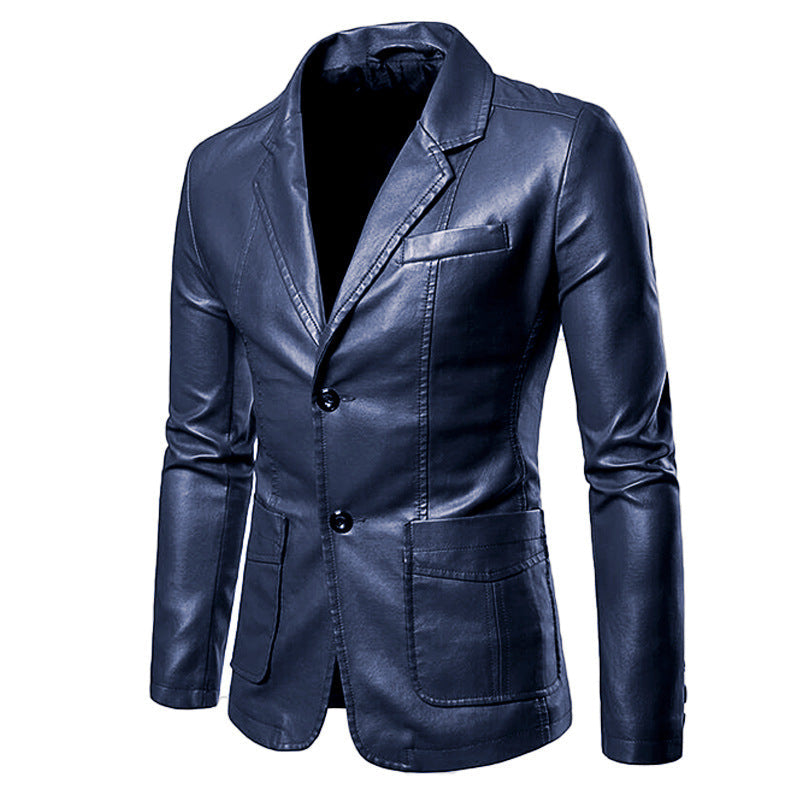 Herren Lederjacke Modern Schnitt Schwarz Elegant