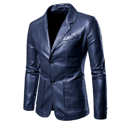 Herren Lederjacke Modern Schnitt Schwarz Elegant