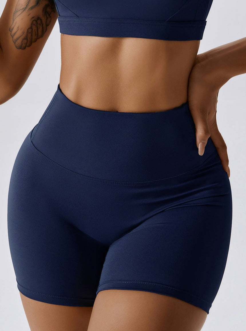 Fitness Shorts Damen Einfarbig Nahtlos Sport