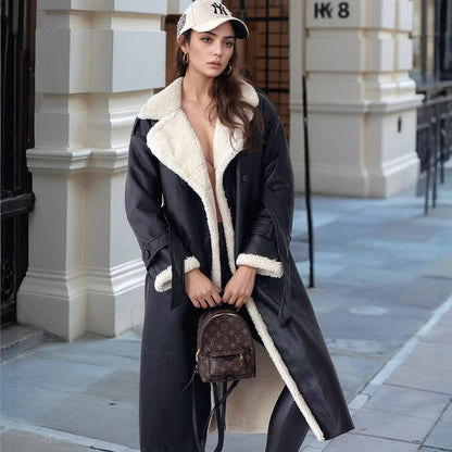 Damen Langmantel Eleganter Teddyfutter Wintermantel - BerlinGlamour