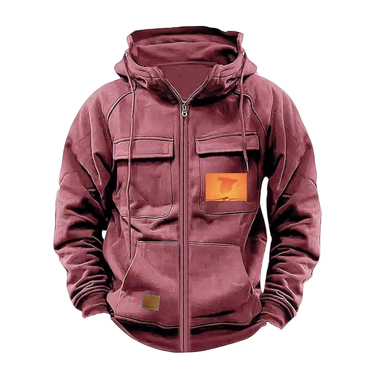 Herren Kapuzenjacke Multifunktionsjacke Praktisch Mit Taschen