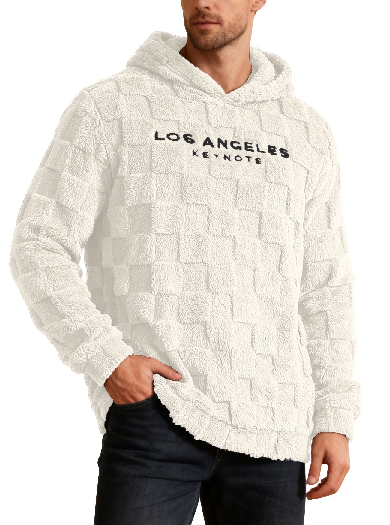 Herren Fleece Pullover Kapuzenpullover Waffelmuster Warm