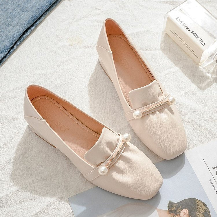 Damen Ballerinas ElegantePerlenschmuck Komfort Blockabsatz - BerlinGlamour