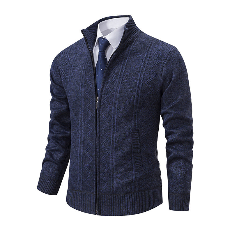 Herren Strickjacke Modern mit Reißverschluss Hochkragen - BerlinGlamour