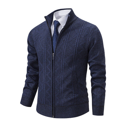 Herren Strickjacke Modern mit Reißverschluss Hochkragen - BerlinGlamour