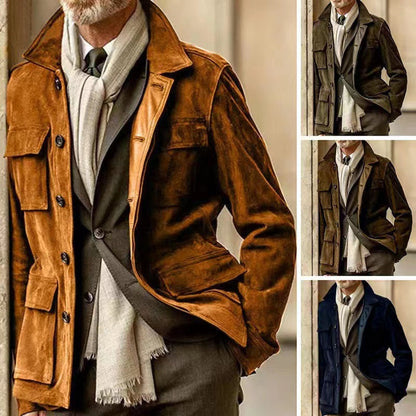 Herren Lederjacke Utility Style mit Taschen Modern - BerlinGlamour