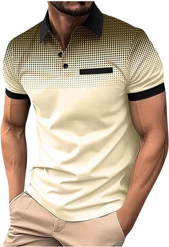 Herren Polo-Shirt Kurzarm Gradient Muster Trendig