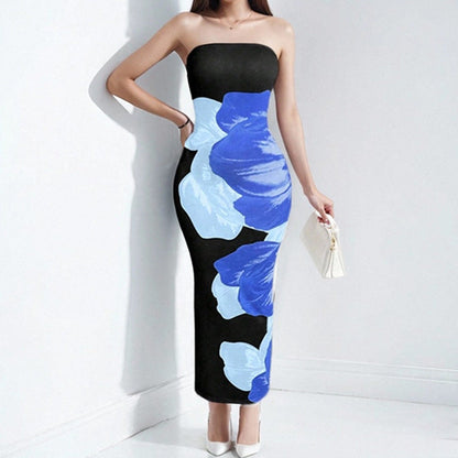 Sommerkleid Schulterfrei Blumenmuster Figurformend