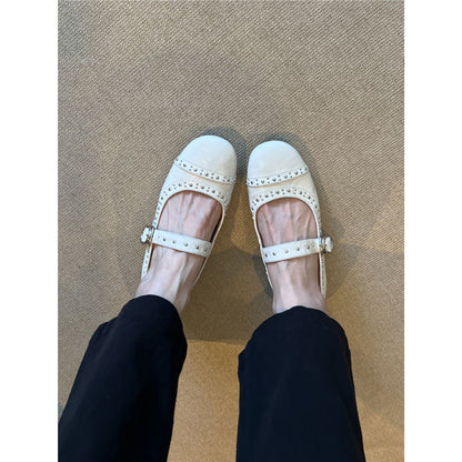Damen Ballerinas Elegante Mary Jane Schuhe mit Nieten