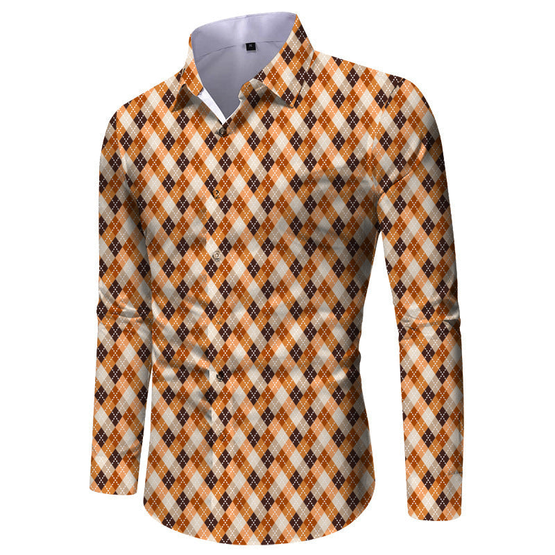 Herren Langarmhemd Karomuster Elegantes Design