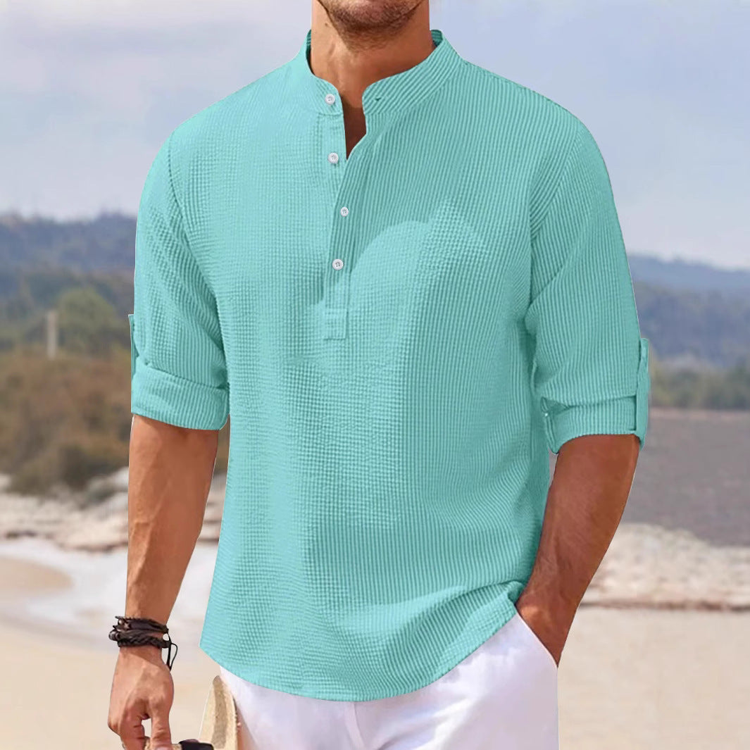 Herren Henley-Shirt Lässig Strukturiert Modern