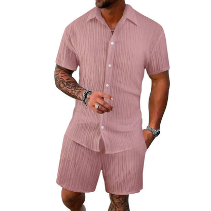 Herren Shorts-Set mit Kurzarm-Shirt Modern Struktur Design