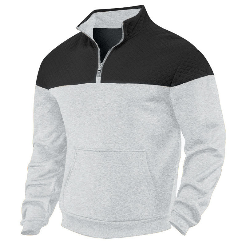 Herren Stehkragenpullover Sportlich Strukturiert Reißverschluss
