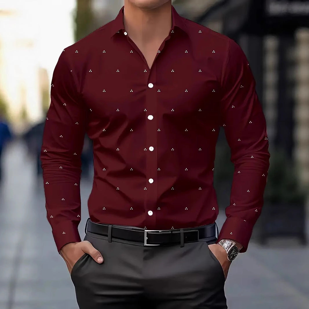 Herren Langarmhemd Elegantes Punktemuster Modern