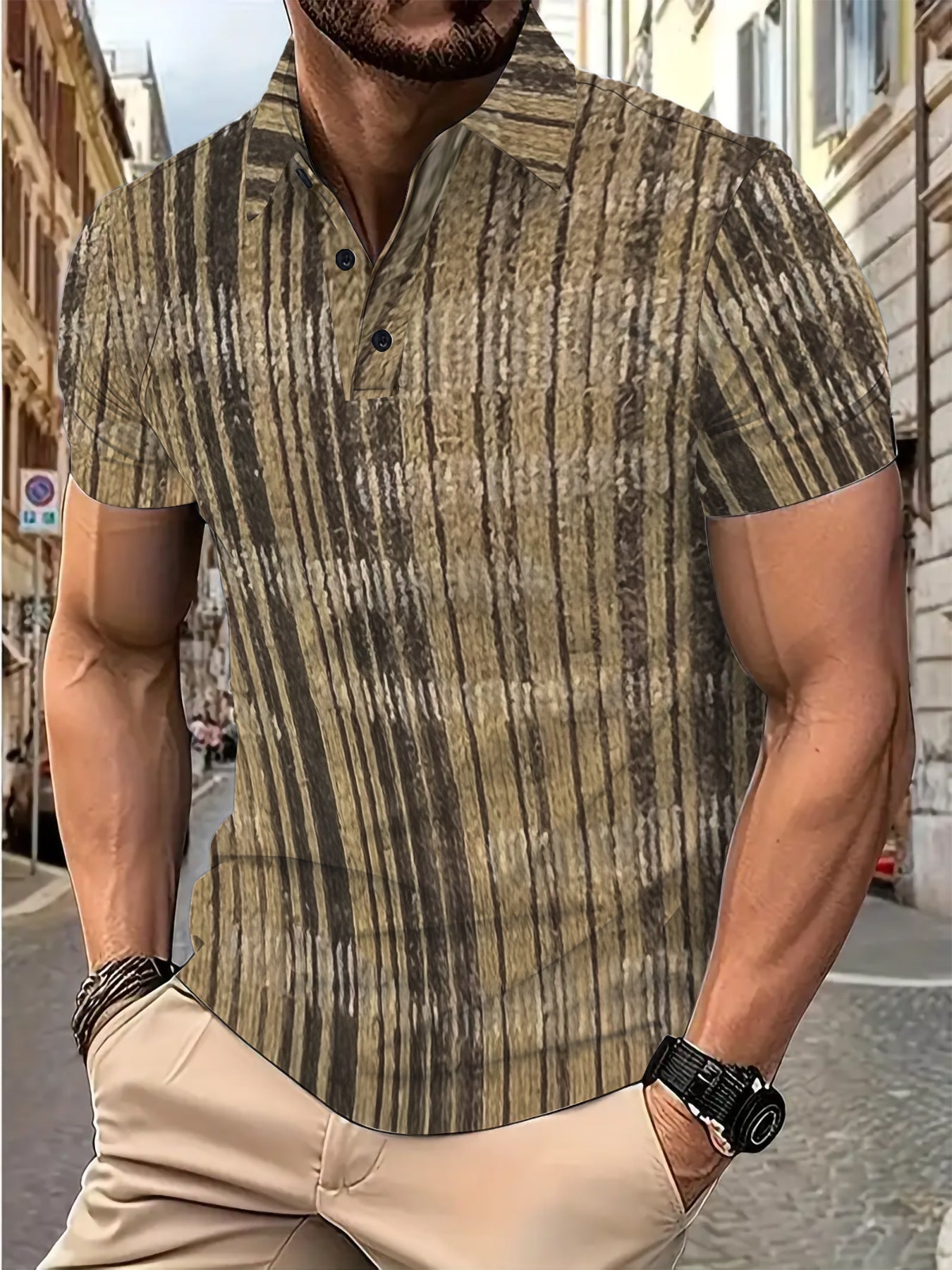 Herren Poloshirt Streifenmuster Modern Trendy